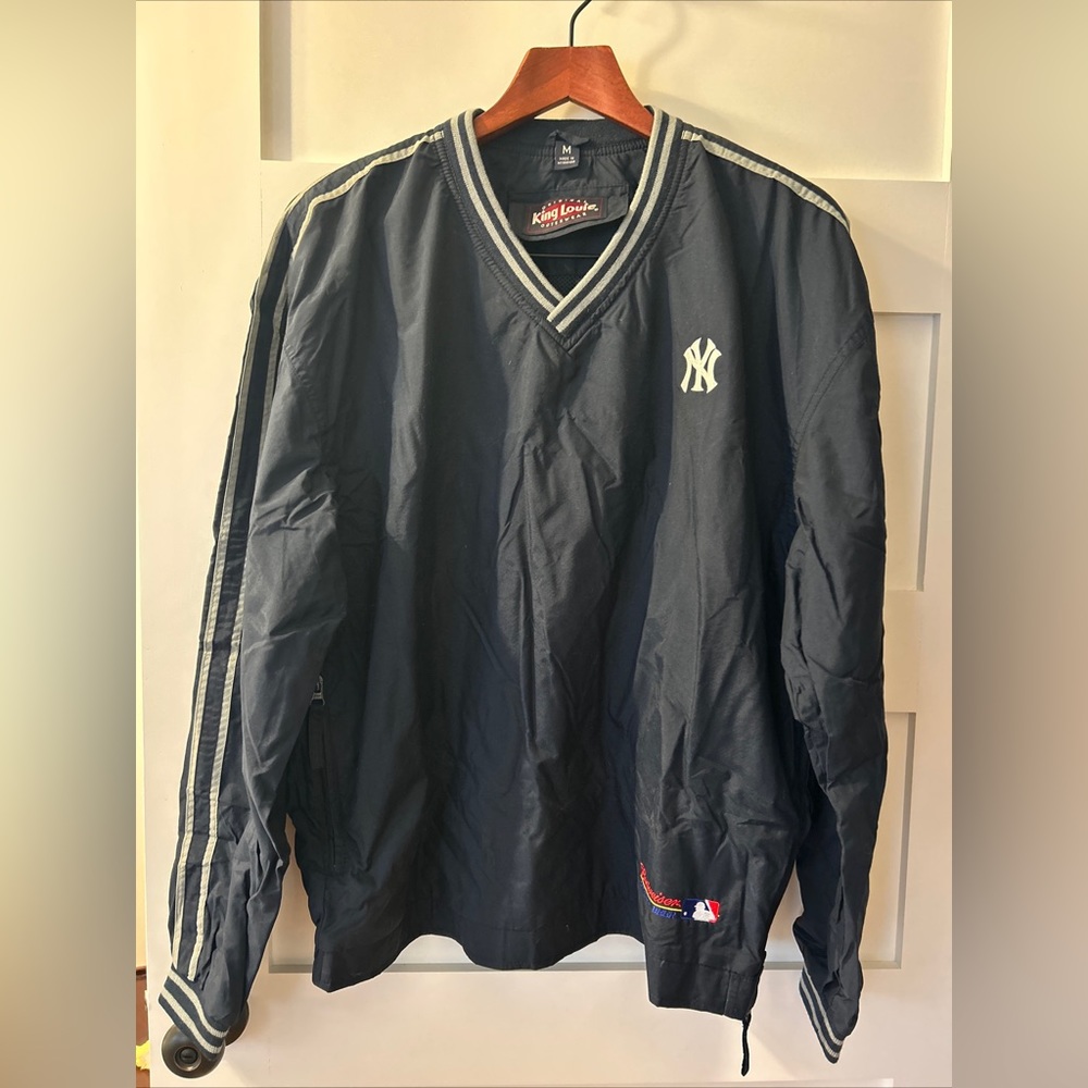 King Louie Navy Windshirt -Sz M - NY Yankees Logo & Budweiser Official Beer Logo